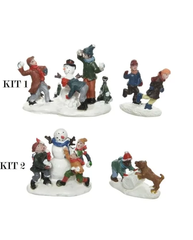 1Kit Figure Natalizie In Poliresina Bimbi E Pupazzo Di Neve>KAEMING Outlet