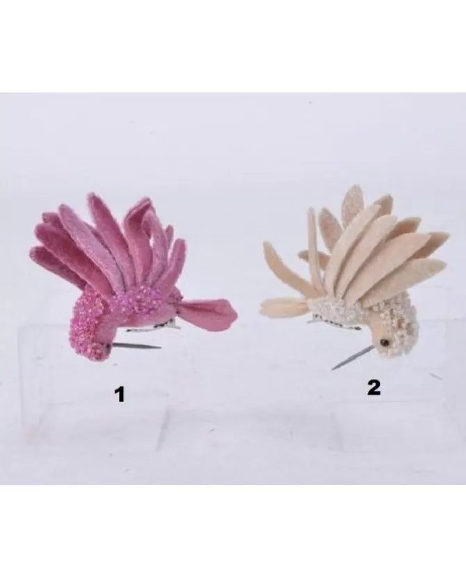 1Pz Addobbo Per Natale Colibri 10Cm In Velluto Rosa/Perla Per Albero Di Natale>KAEMING New