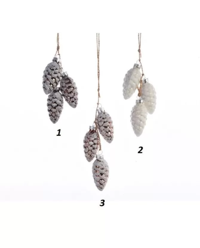 1Pz Appendino Addobbo Pigne Innevate 3Colori 3X6 Cm Per Albero Di Natale>KAEMING Discount