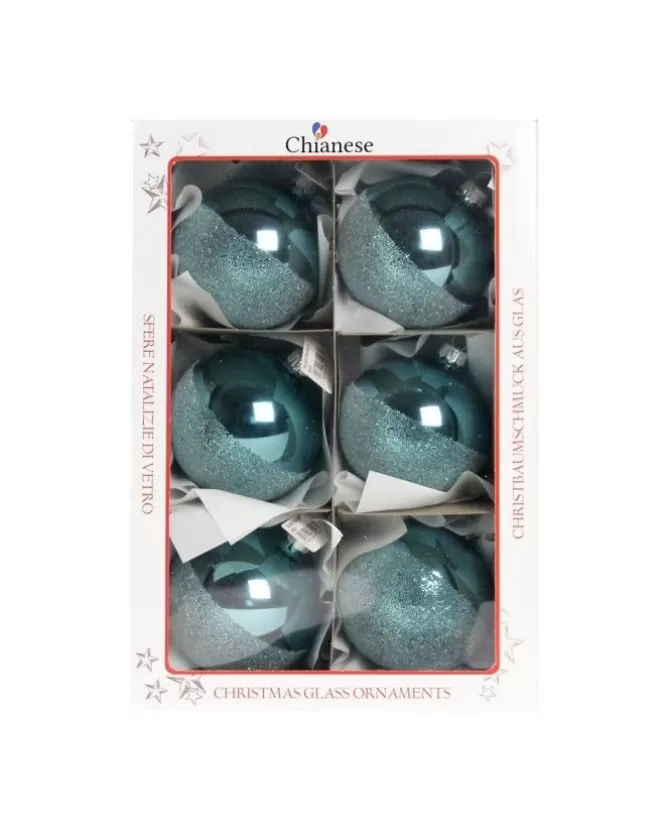 1Pz Pallina Di Vetro Decorata A Mano Azzurro Lucido 80Mm>* Flash Sale