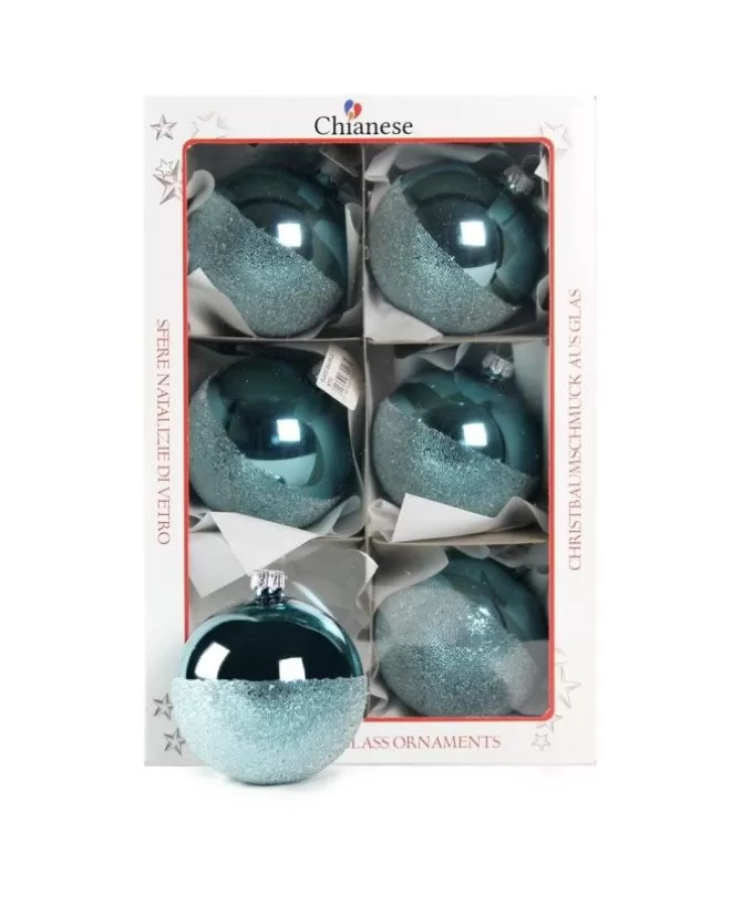 1Pz Pallina Di Vetro Decorata A Mano Azzurro Lucido 80Mm>* Flash Sale