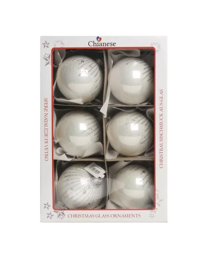1Pz Pallina Di Vetro Decorata A Mano Bianco Lucido 80Mm>* Shop