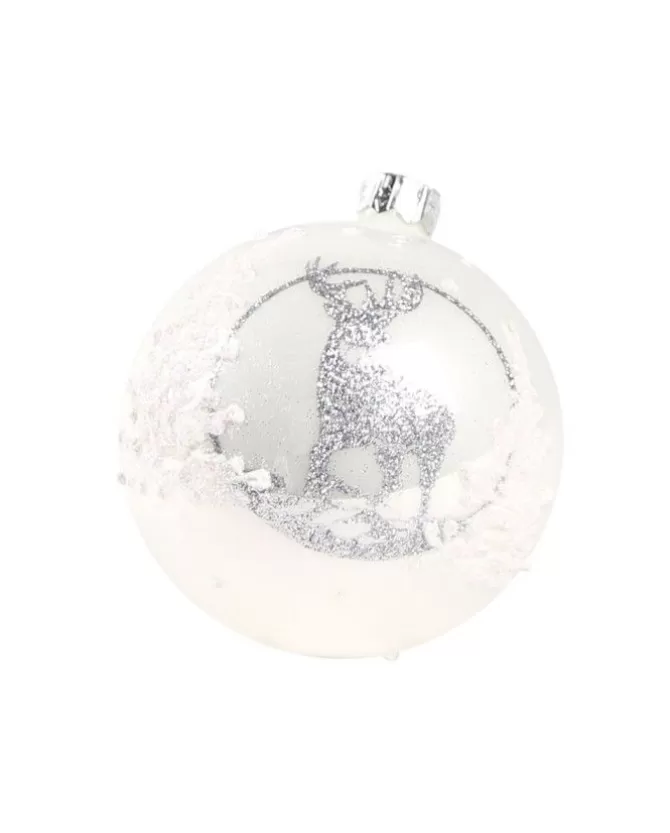 1Pz Pallina Di Vetro Decorata A Mano Bianco Lucido 80Mm>* Best Sale