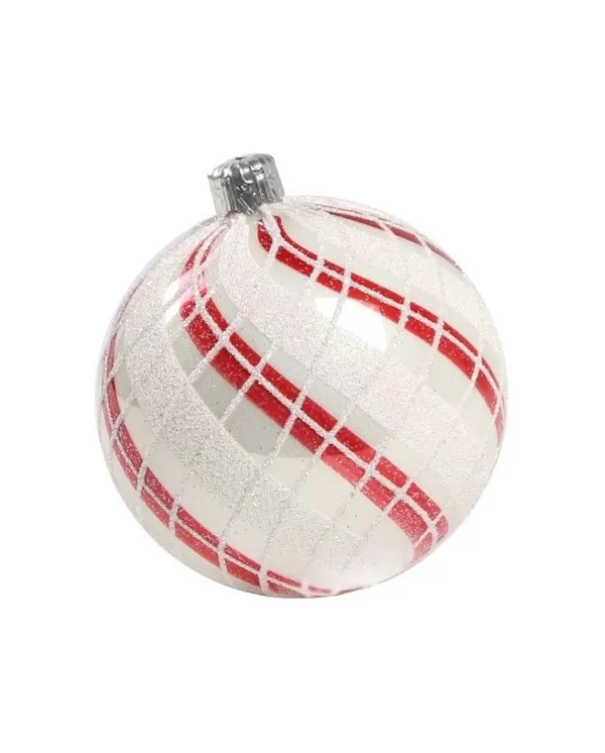 1Pz Pallina Di Vetro Decorata A Mano Bianco Lucido 80Mm>* Cheap