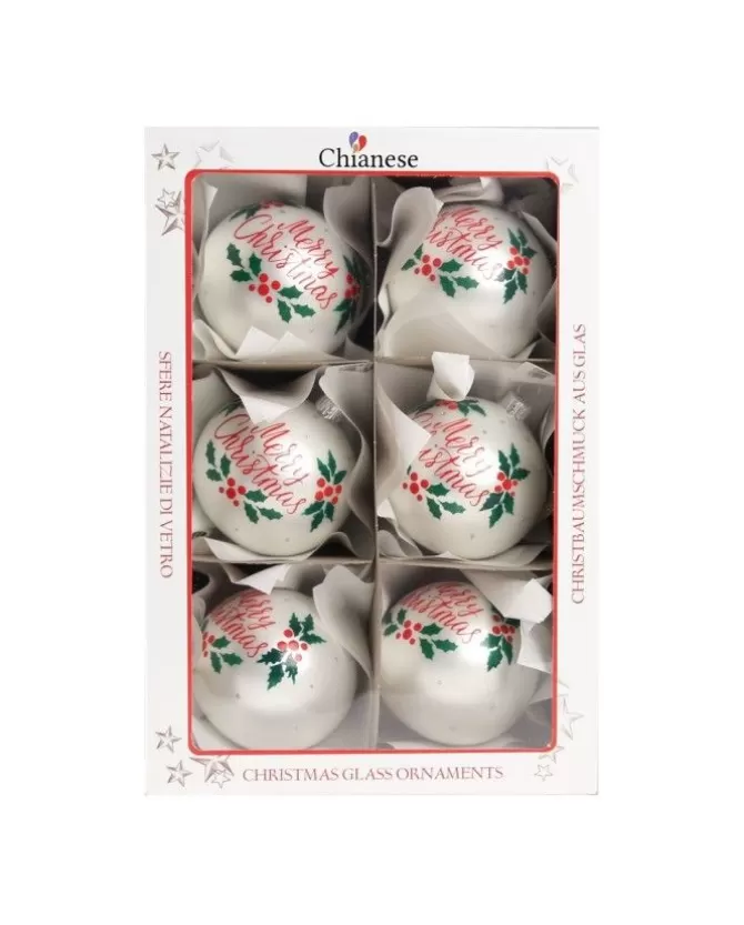 1Pz Pallina Di Vetro Decorata A Mano Bianco Opaco 80Mm>* Fashion
