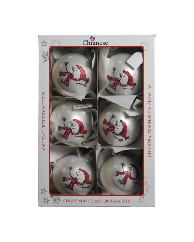 1Pz Pallina Di Vetro Decorata A Mano Bianco Opaco 80Mm>* Clearance