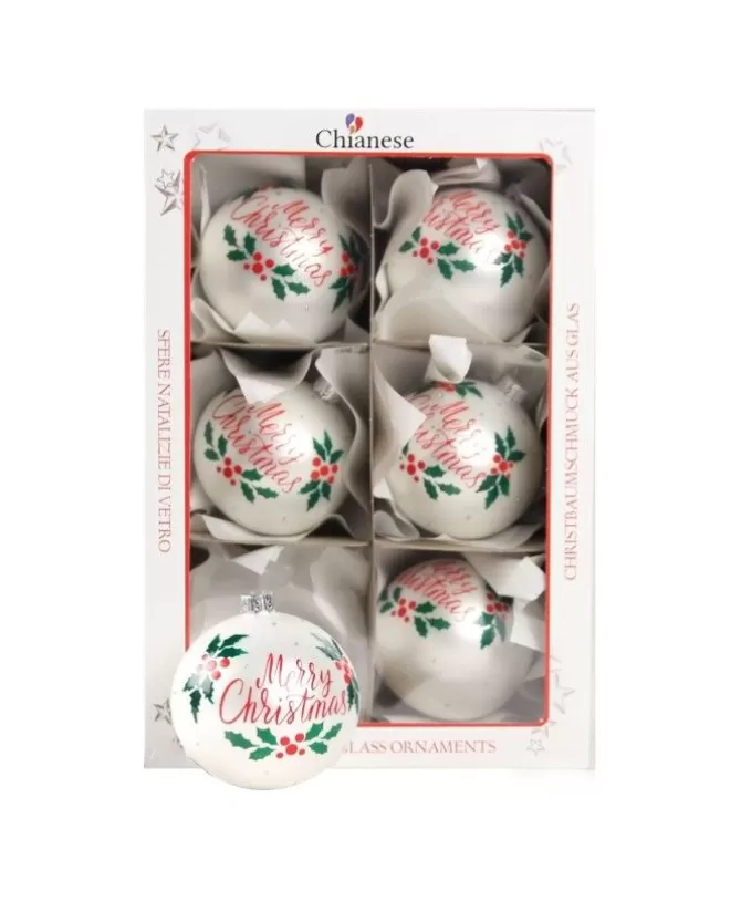 1Pz Pallina Di Vetro Decorata A Mano Bianco Opaco 80Mm>* Fashion