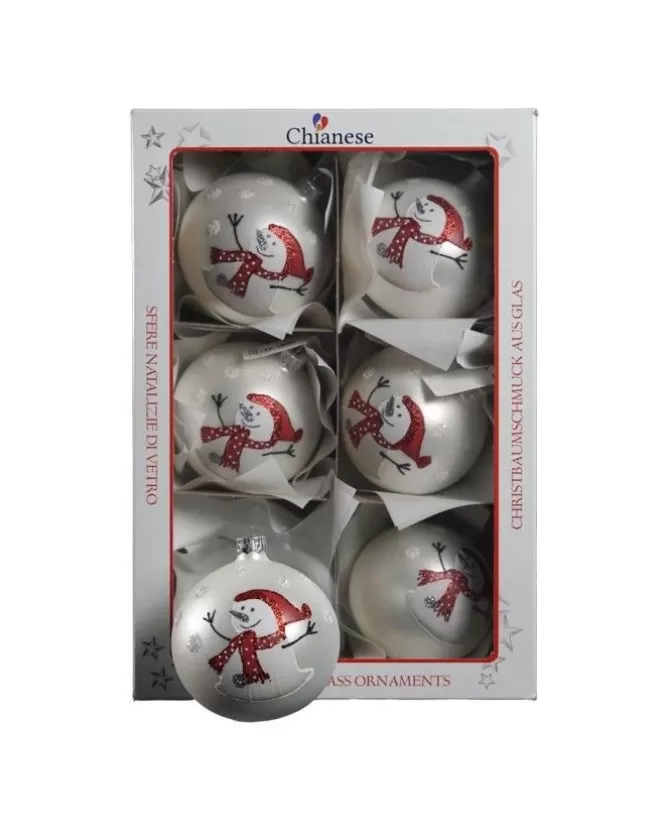 1Pz Pallina Di Vetro Decorata A Mano Bianco Opaco 80Mm>* Clearance