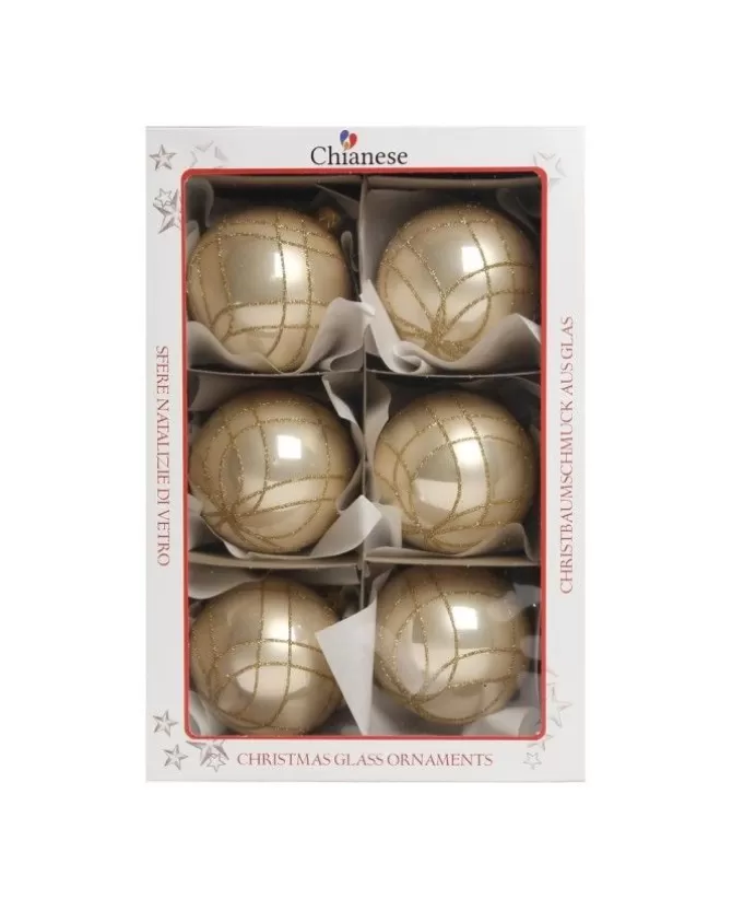 1Pz Pallina Di Vetro Decorata A Mano Champagne Lucido 80Mm>* Fashion