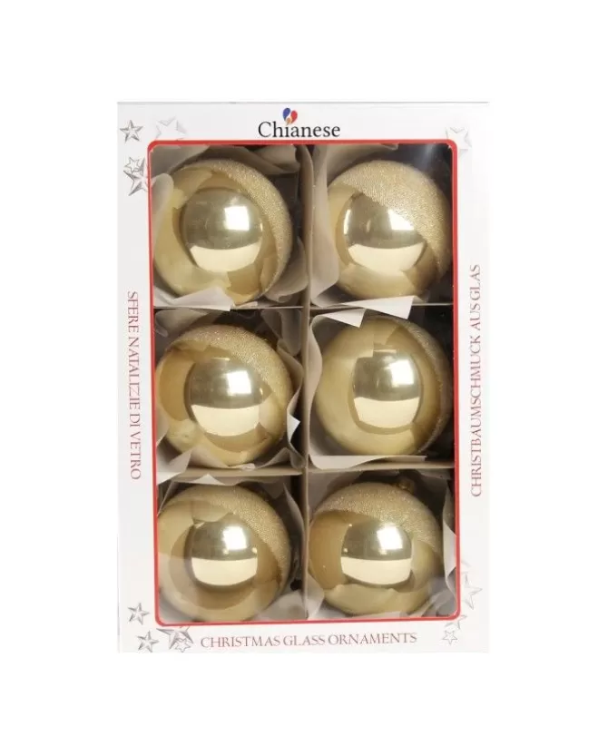 1Pz Pallina Di Vetro Decorata A Mano Champagne Lucido 80Mm>* Fashion