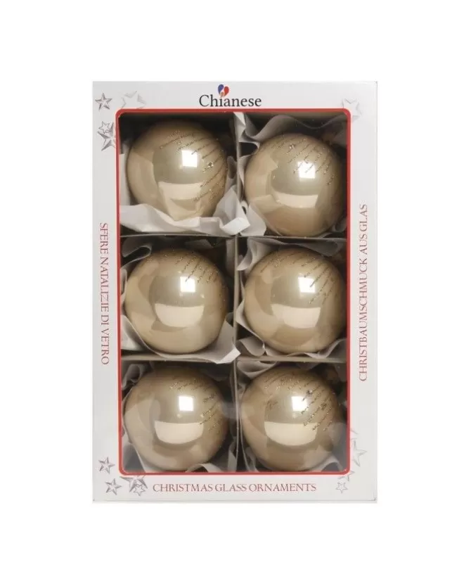 1Pz Pallina Di Vetro Decorata A Mano Champagne Lucido 80Mm>* Flash Sale