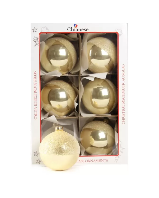 1Pz Pallina Di Vetro Decorata A Mano Champagne Lucido 80Mm>* Fashion