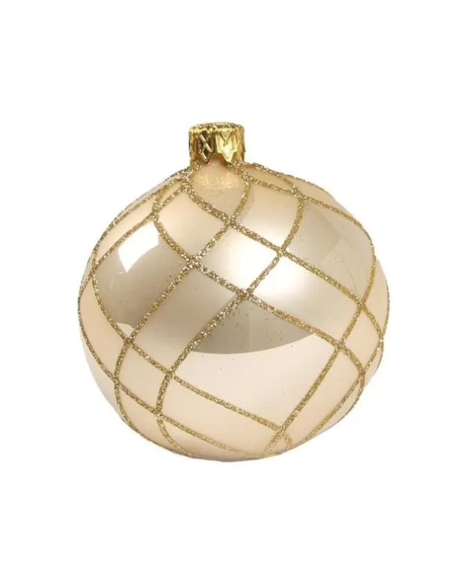1Pz Pallina Di Vetro Decorata A Mano Champagne Lucido 80Mm>* Fashion