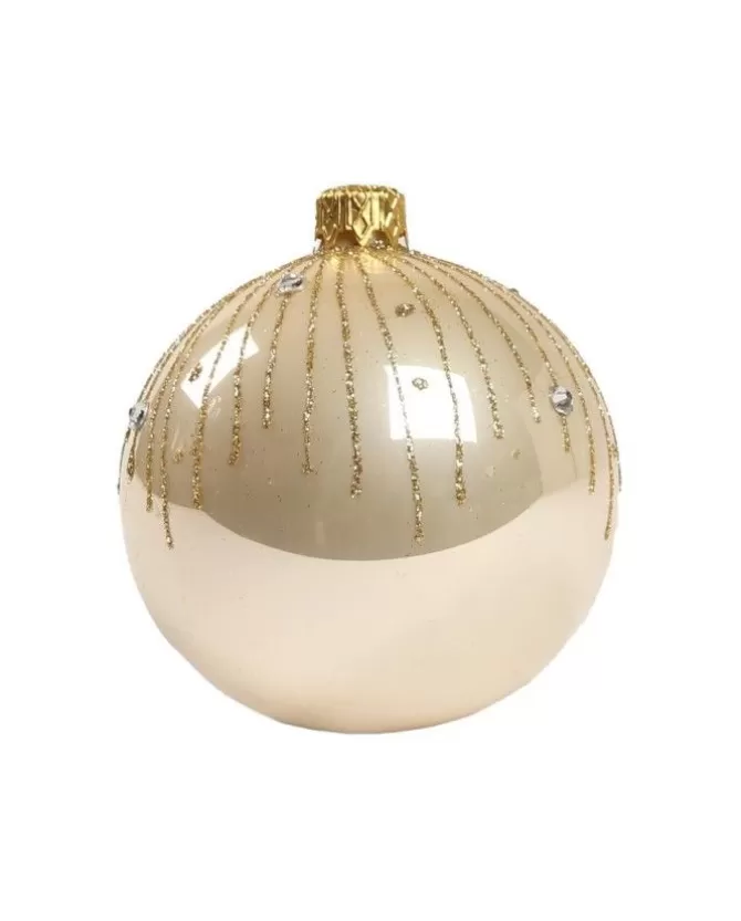 1Pz Pallina Di Vetro Decorata A Mano Champagne Lucido 80Mm>* Flash Sale