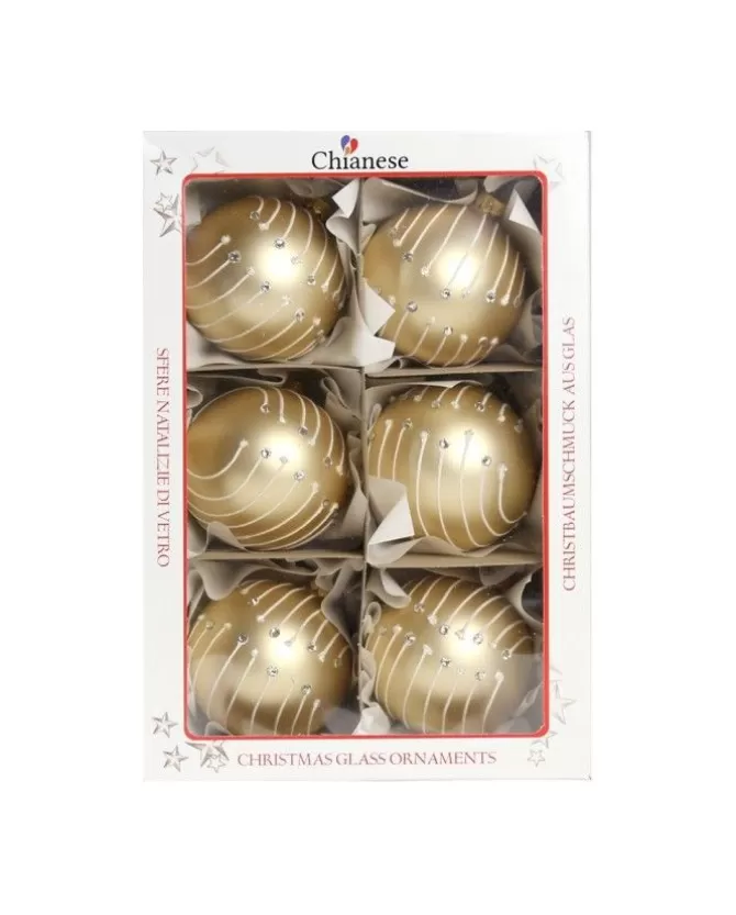 1Pz Pallina Di Vetro Decorata A Mano Champagne Opaco 80Mm>* Fashion
