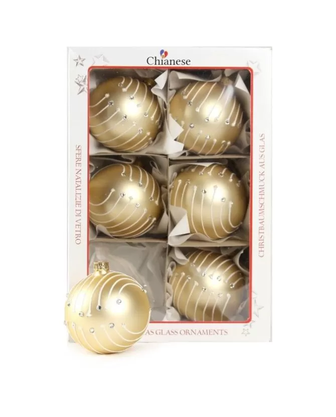 1Pz Pallina Di Vetro Decorata A Mano Champagne Opaco 80Mm>* Fashion