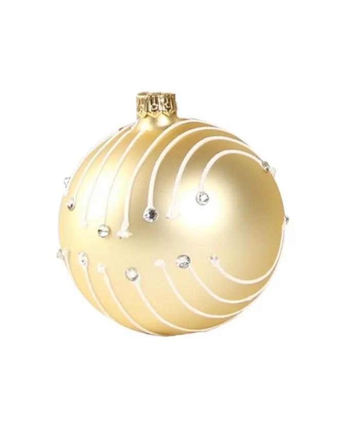 1Pz Pallina Di Vetro Decorata A Mano Champagne Opaco 80Mm>* Fashion