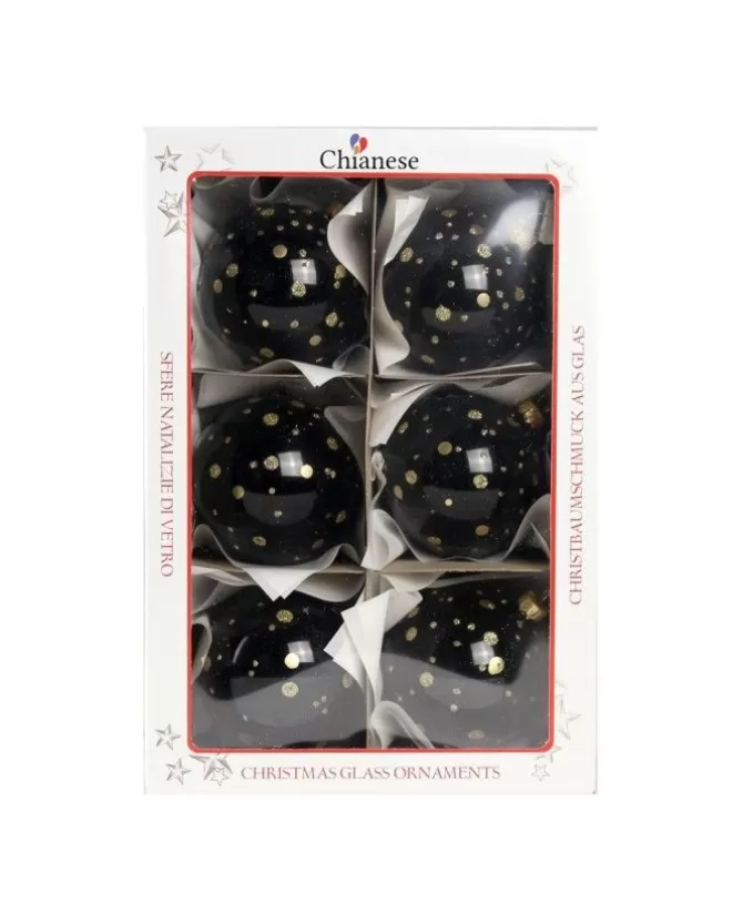 1Pz Pallina Di Vetro Decorata A Mano Nero Lucido 80Mm>* Cheap