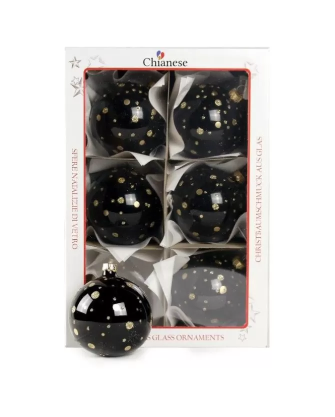 1Pz Pallina Di Vetro Decorata A Mano Nero Lucido 80Mm>* Cheap