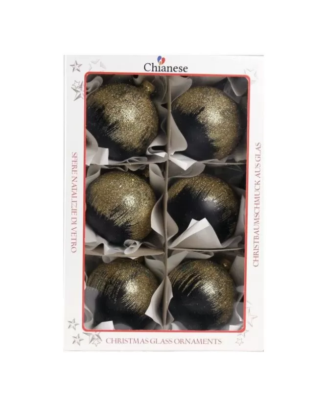 1Pz Pallina Di Vetro Decorata A Mano Nero Opaco 80Mm>* Store