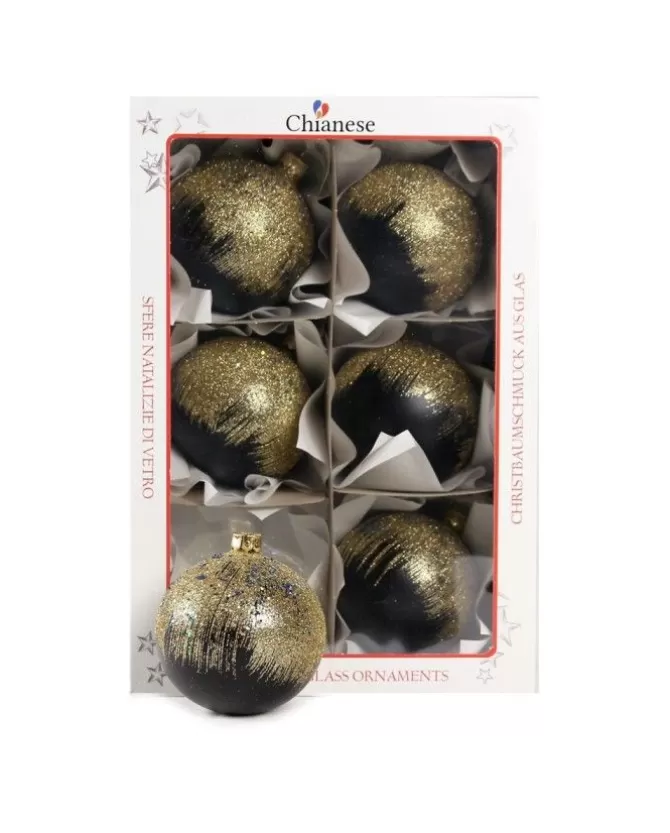 1Pz Pallina Di Vetro Decorata A Mano Nero Opaco 80Mm>* Store