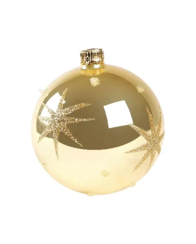 1Pz Pallina Di Vetro Decorata A Mano Oro Lucido 80Mm>* Best Sale