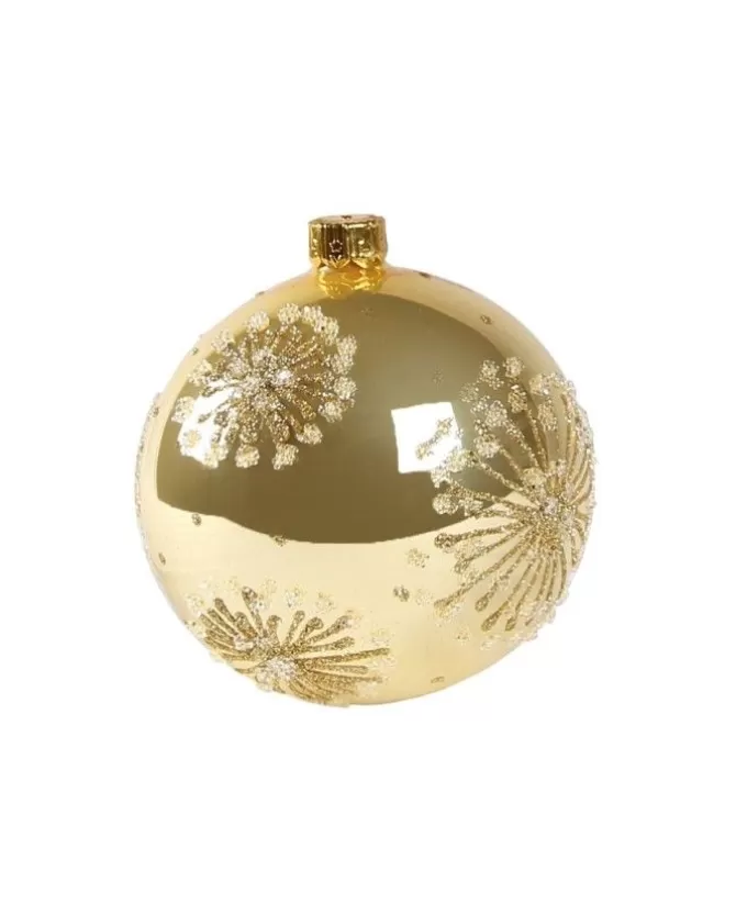1Pz Pallina Di Vetro Decorata A Mano Oro Lucido 80Mm>* Hot