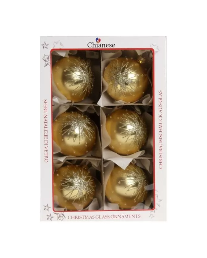 1Pz Pallina Di Vetro Decorata A Mano Oro Opaco 80Mm>* Store