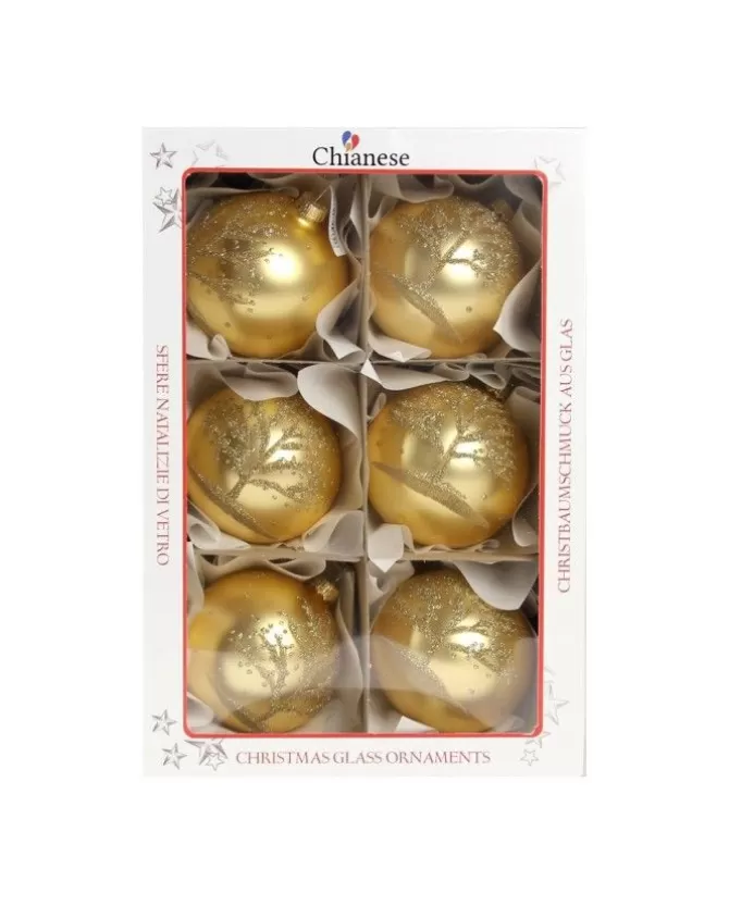 1Pz Pallina Di Vetro Decorata A Mano Oro Opaco 80Mm>* Discount