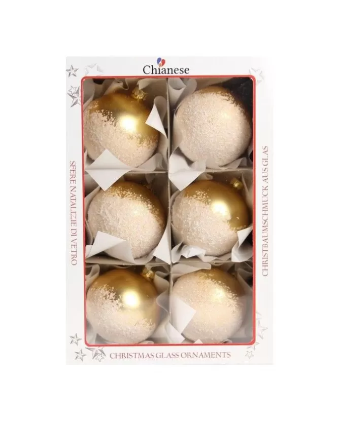 1Pz Pallina Di Vetro Decorata A Mano Oro Opaco 80Mm>* Online