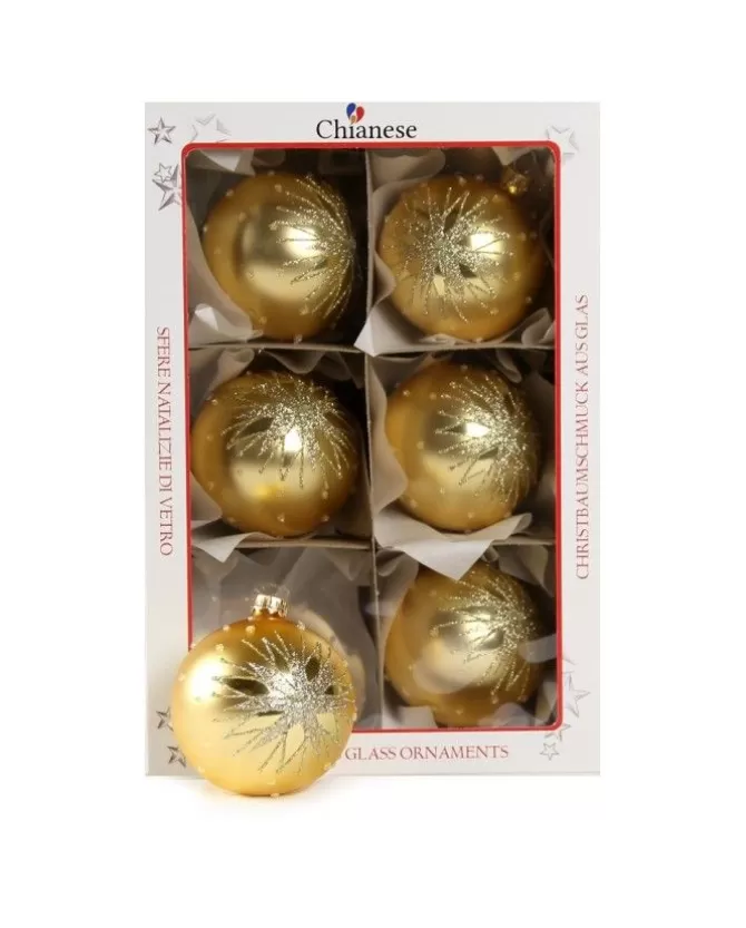 1Pz Pallina Di Vetro Decorata A Mano Oro Opaco 80Mm>* Store