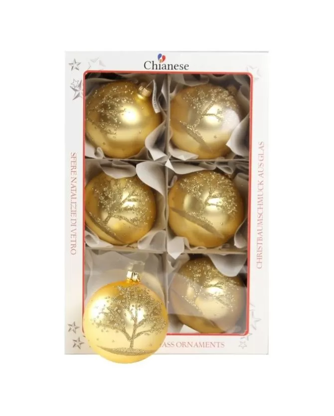 1Pz Pallina Di Vetro Decorata A Mano Oro Opaco 80Mm>* Discount