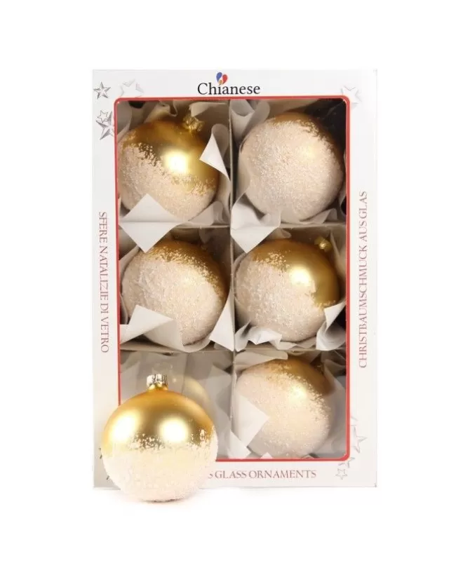 1Pz Pallina Di Vetro Decorata A Mano Oro Opaco 80Mm>* Online
