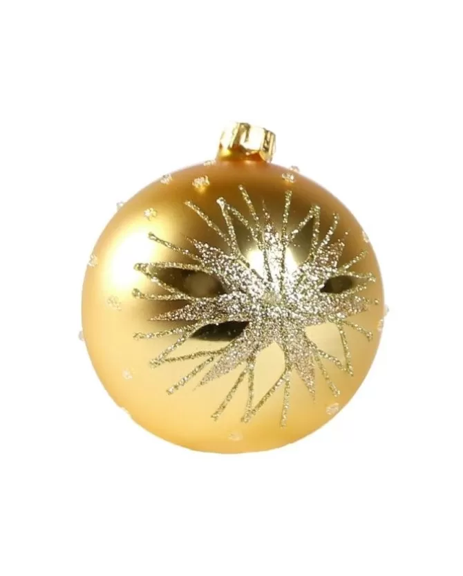 1Pz Pallina Di Vetro Decorata A Mano Oro Opaco 80Mm>* Store
