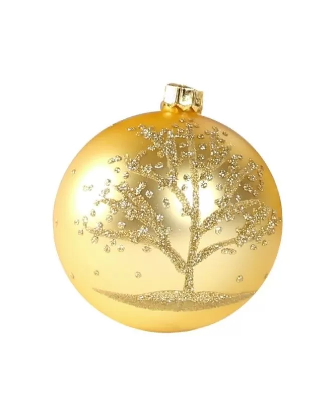 1Pz Pallina Di Vetro Decorata A Mano Oro Opaco 80Mm>* Discount