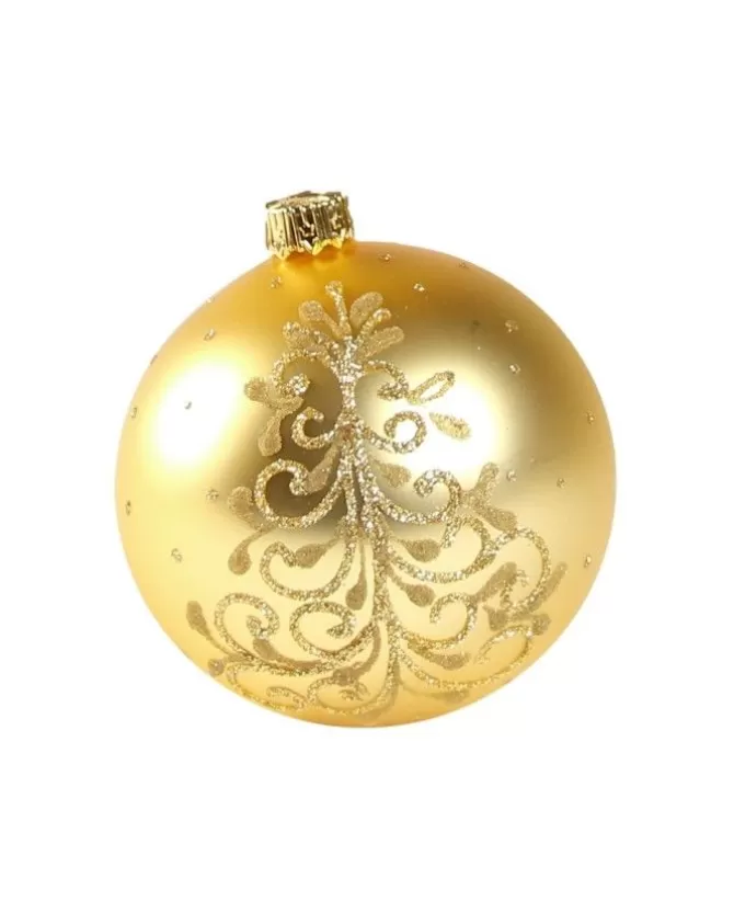 1Pz Pallina Di Vetro Decorata A Mano Oro Opaco 80Mm>KAEMING Store