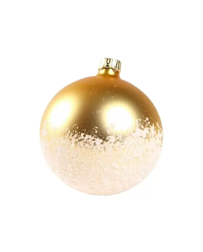 1Pz Pallina Di Vetro Decorata A Mano Oro Opaco 80Mm>* Online