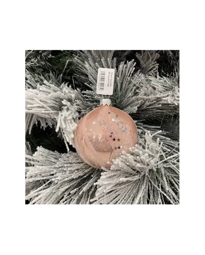 1Pz Pallina Di Vetro Decorata A Mano Rosa 80Mm>* Hot