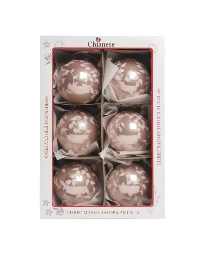 1Pz Pallina Di Vetro Decorata A Mano Rosa Lucido 80Mm>* Outlet