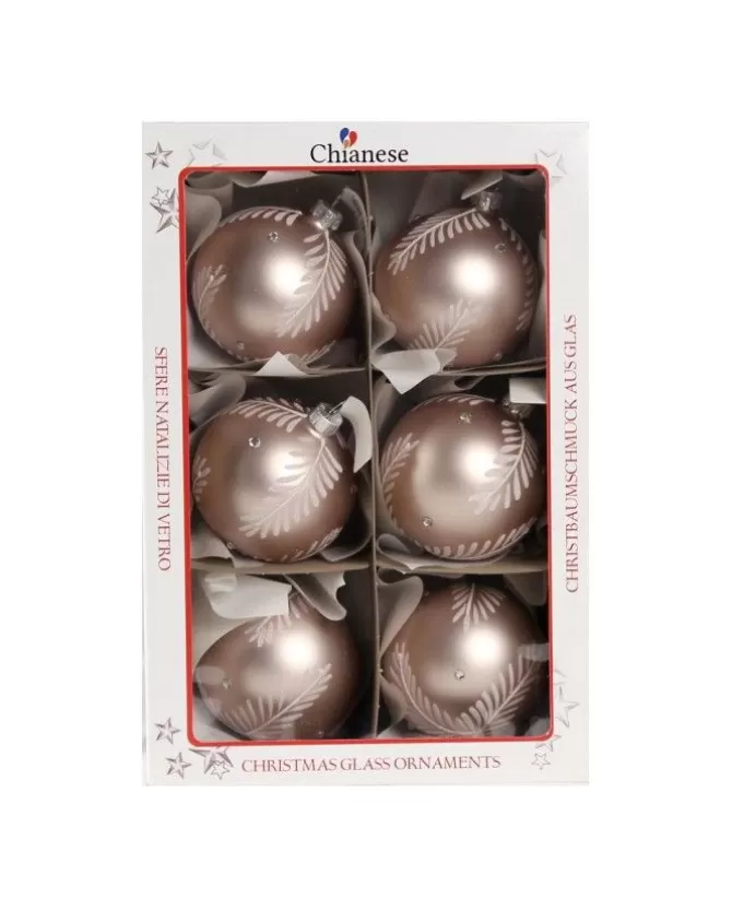 1Pz Pallina Di Vetro Decorata A Mano Rosa Opaco 80Mm>* Clearance