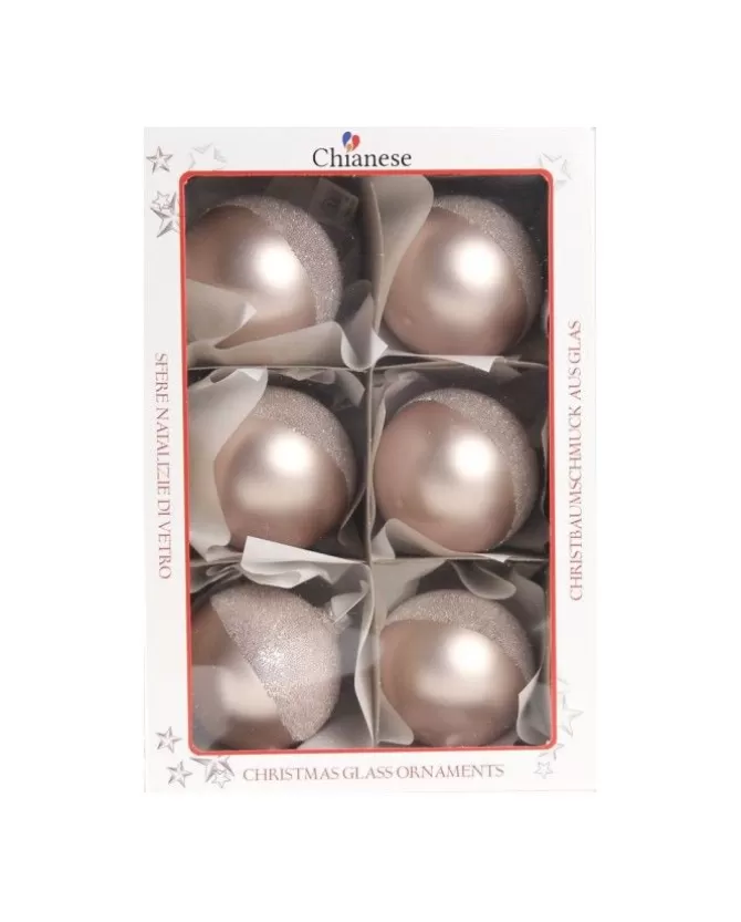 1Pz Pallina Di Vetro Decorata A Mano Rosa Opaco 80Mm>* Cheap