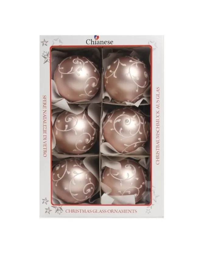 1Pz Pallina Di Vetro Decorata A Mano Rosa Opaco 80Mm>* Online