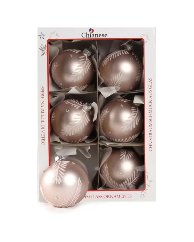 1Pz Pallina Di Vetro Decorata A Mano Rosa Opaco 80Mm>* Clearance