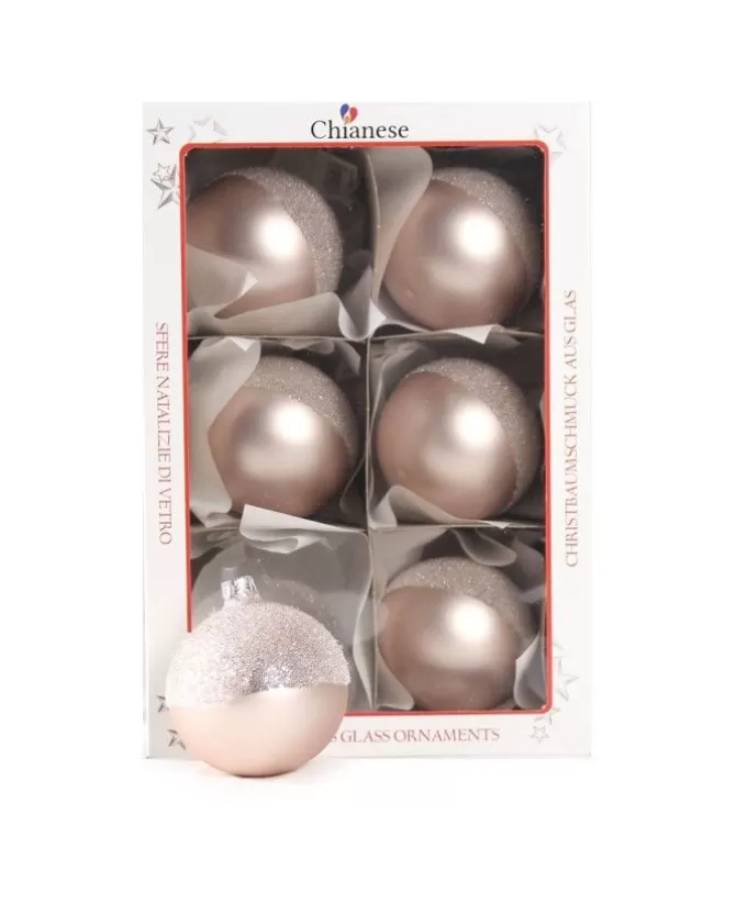 1Pz Pallina Di Vetro Decorata A Mano Rosa Opaco 80Mm>* Cheap