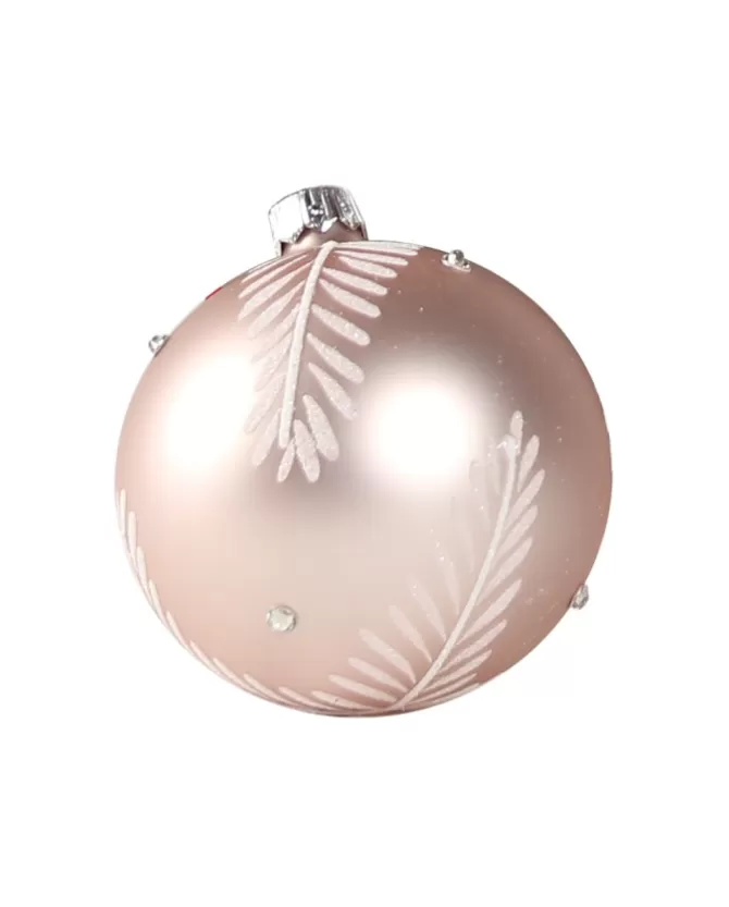 1Pz Pallina Di Vetro Decorata A Mano Rosa Opaco 80Mm>* Clearance