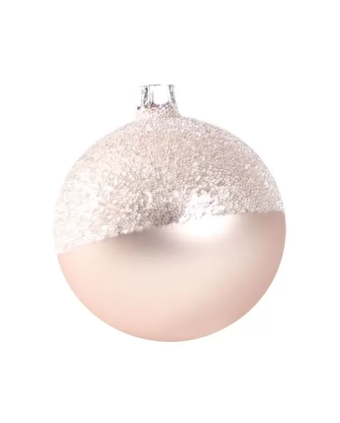 1Pz Pallina Di Vetro Decorata A Mano Rosa Opaco 80Mm>* Cheap