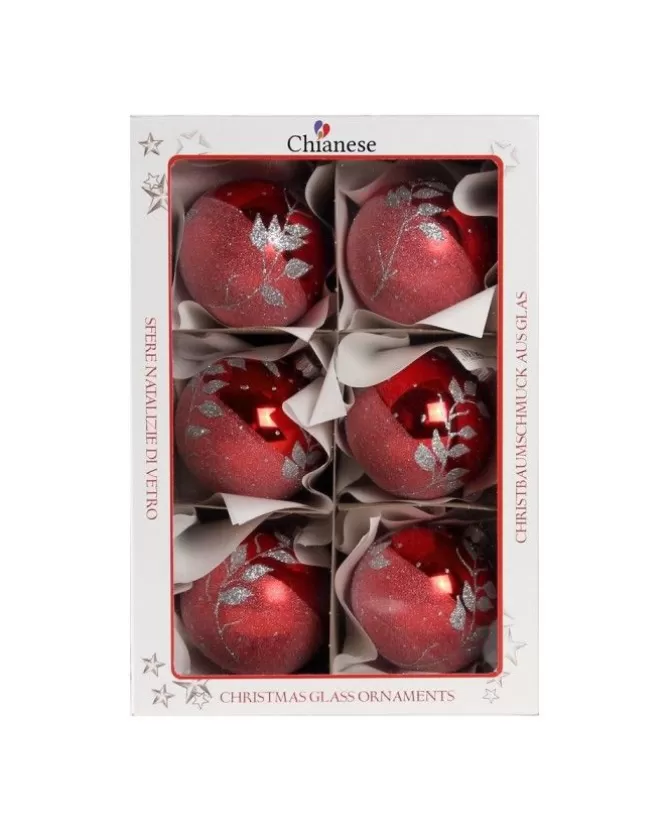 1Pz Pallina Di Vetro Decorata A Mano Rosso 80Mm>KAEMING Shop