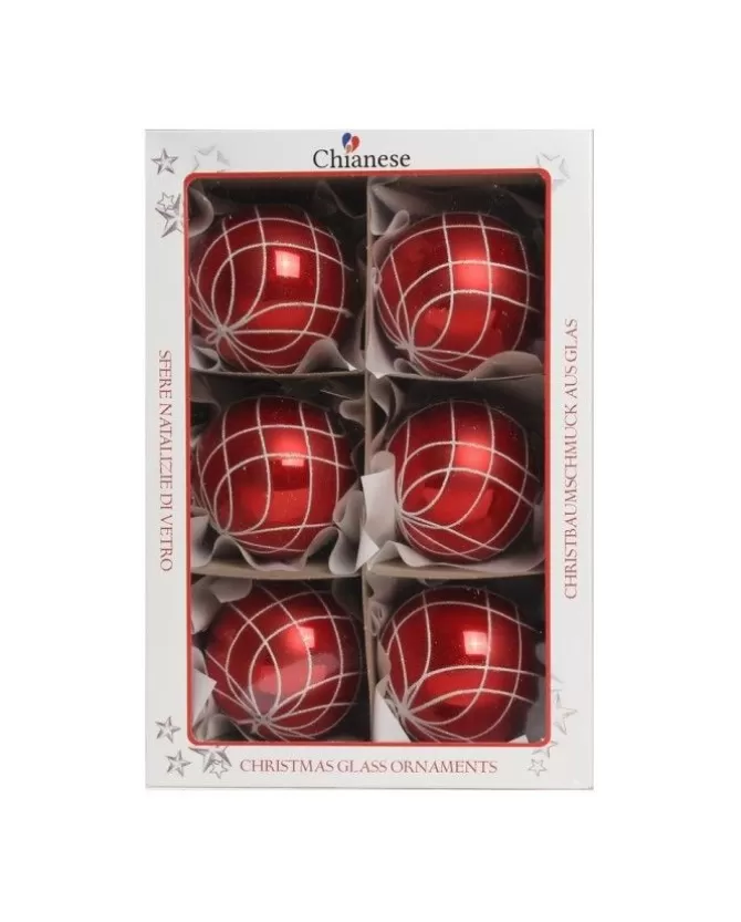 1Pz Pallina Di Vetro Decorata A Mano Rosso 80Mm>* Cheap
