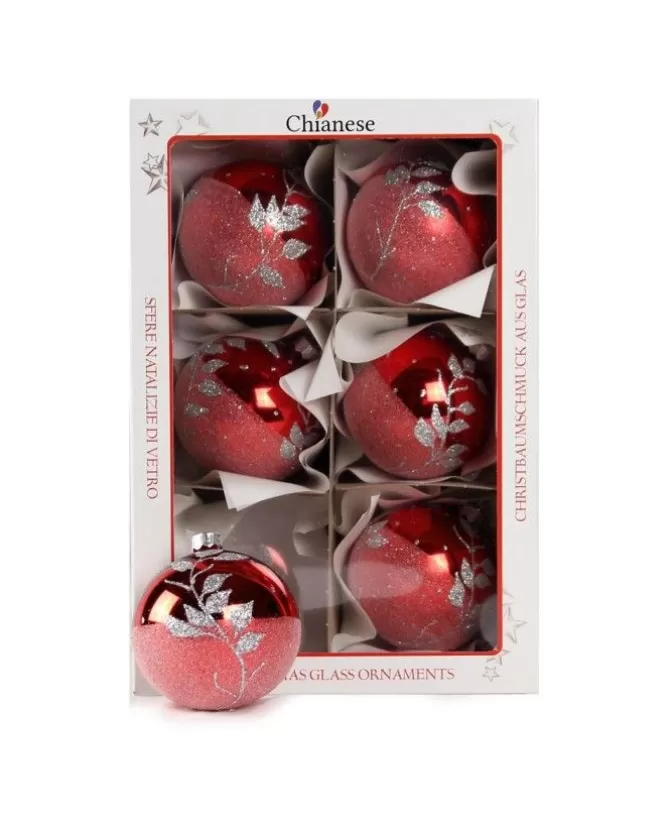 1Pz Pallina Di Vetro Decorata A Mano Rosso 80Mm>KAEMING Shop