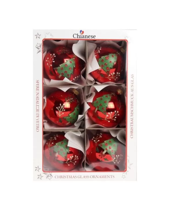 1Pz Pallina Di Vetro Decorata A Mano Rosso Lucido 80Mm>* Fashion